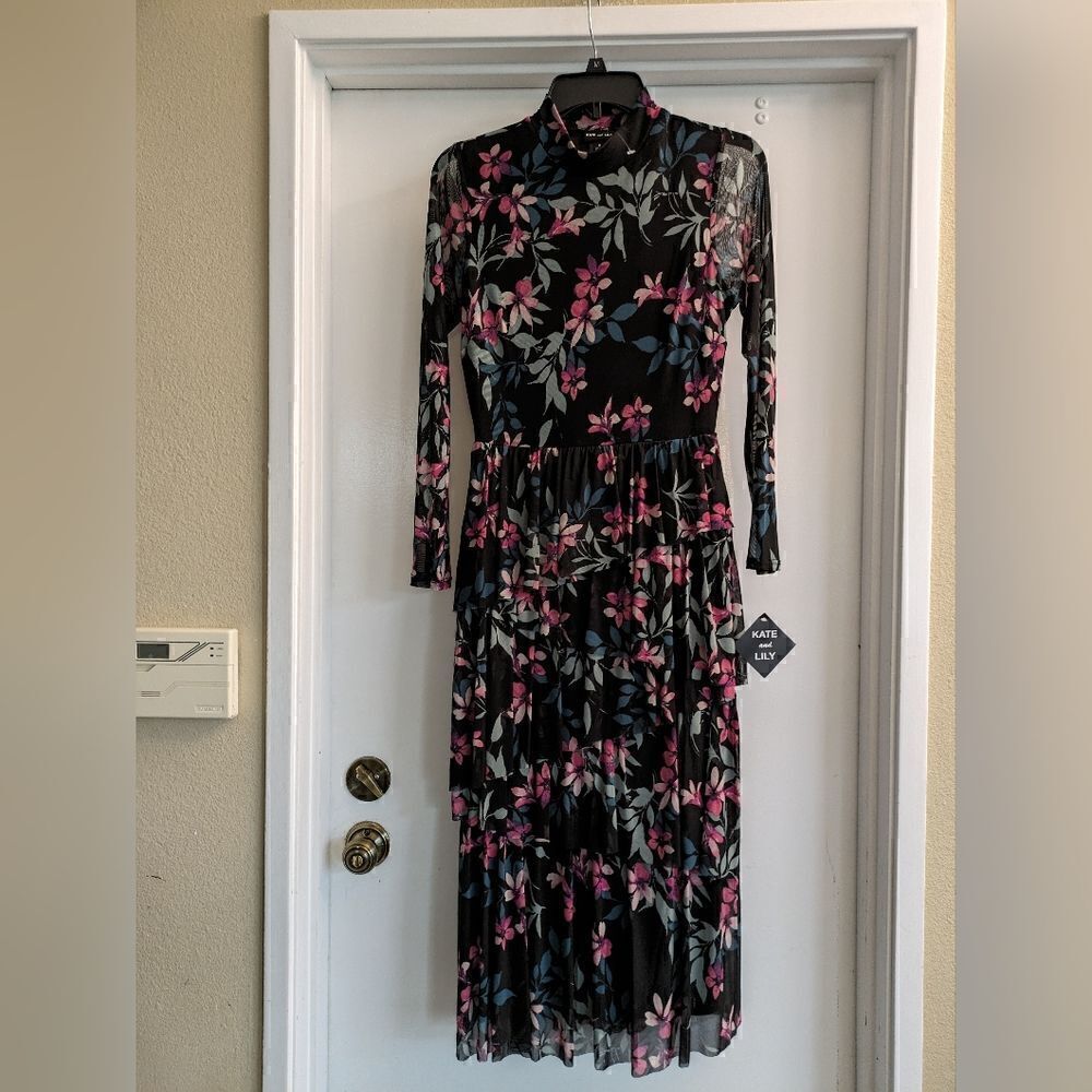 Kate and Lily floral tiered long sleeve dress
